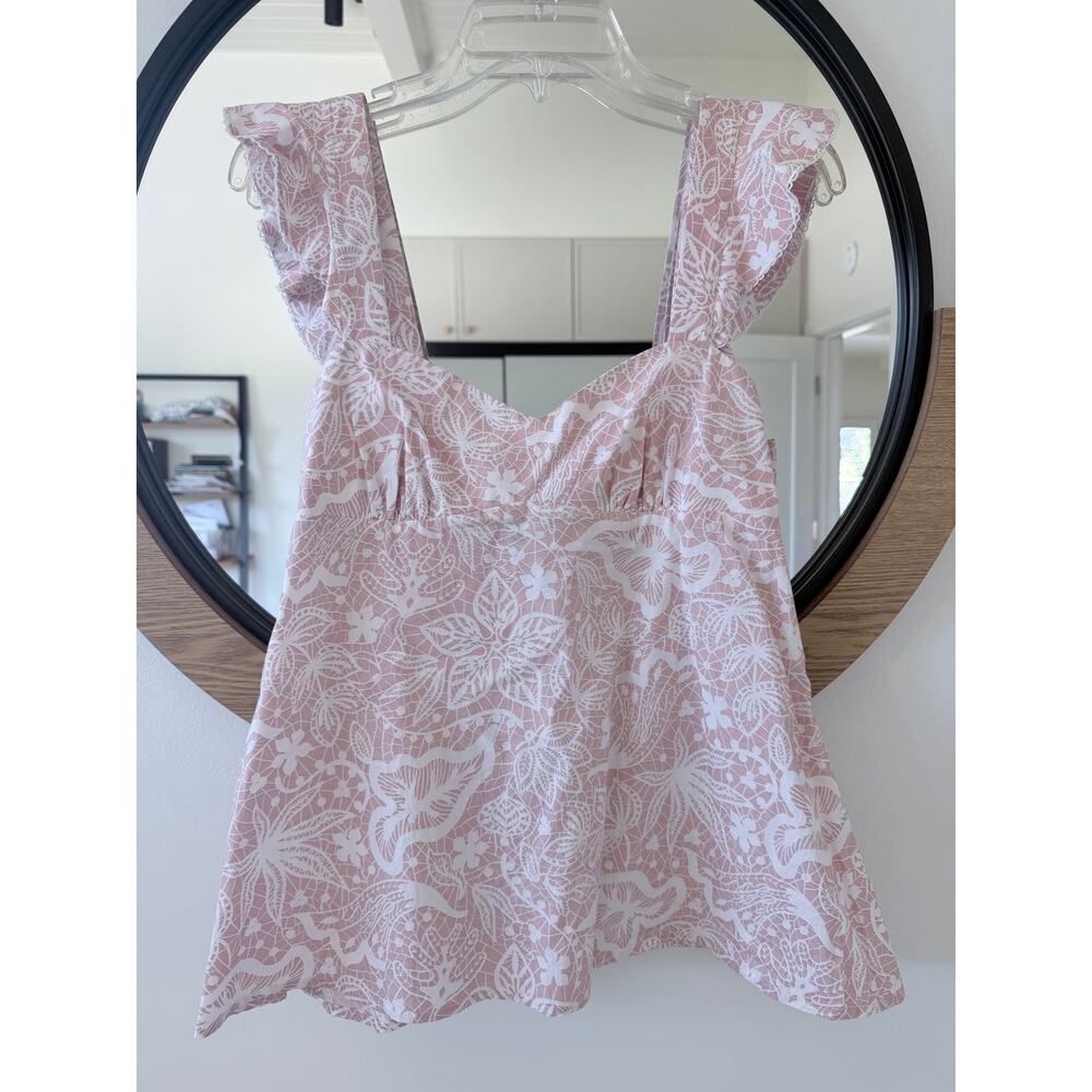 Chufy Pink Print Sleeveless Blouse Small